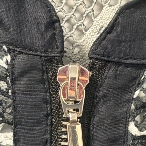 Avenue Black & White Leopard Print Zip-Up Bomber Jacket Size 22/24 Sheer Jacket - Picture 5 of 12